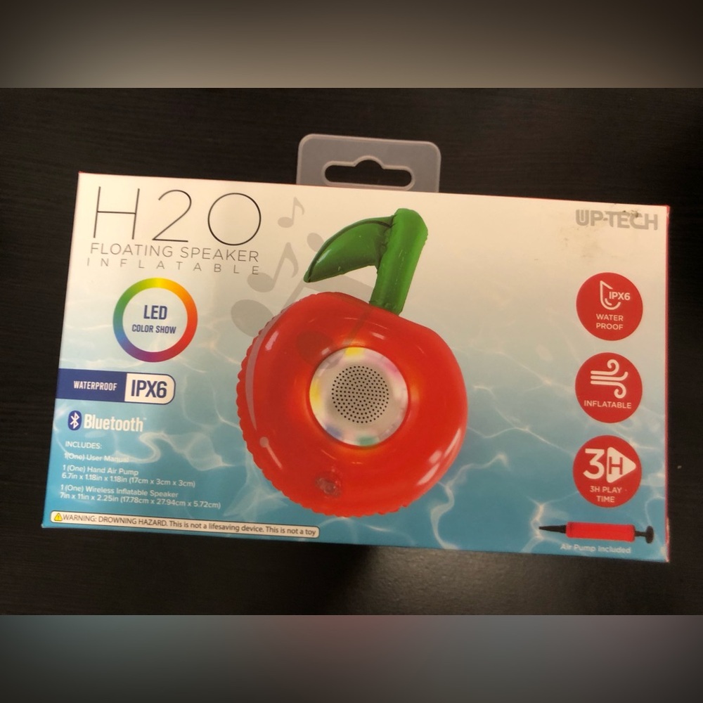 Uptech H2O Inflatable Floating LED Bluetooth Speaker Waterproof IPX6 Cherry 8425